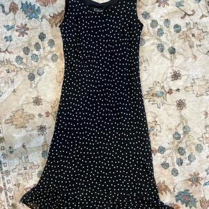 Black with White Polka Dot Sleeveless Maxi/Midi Dress